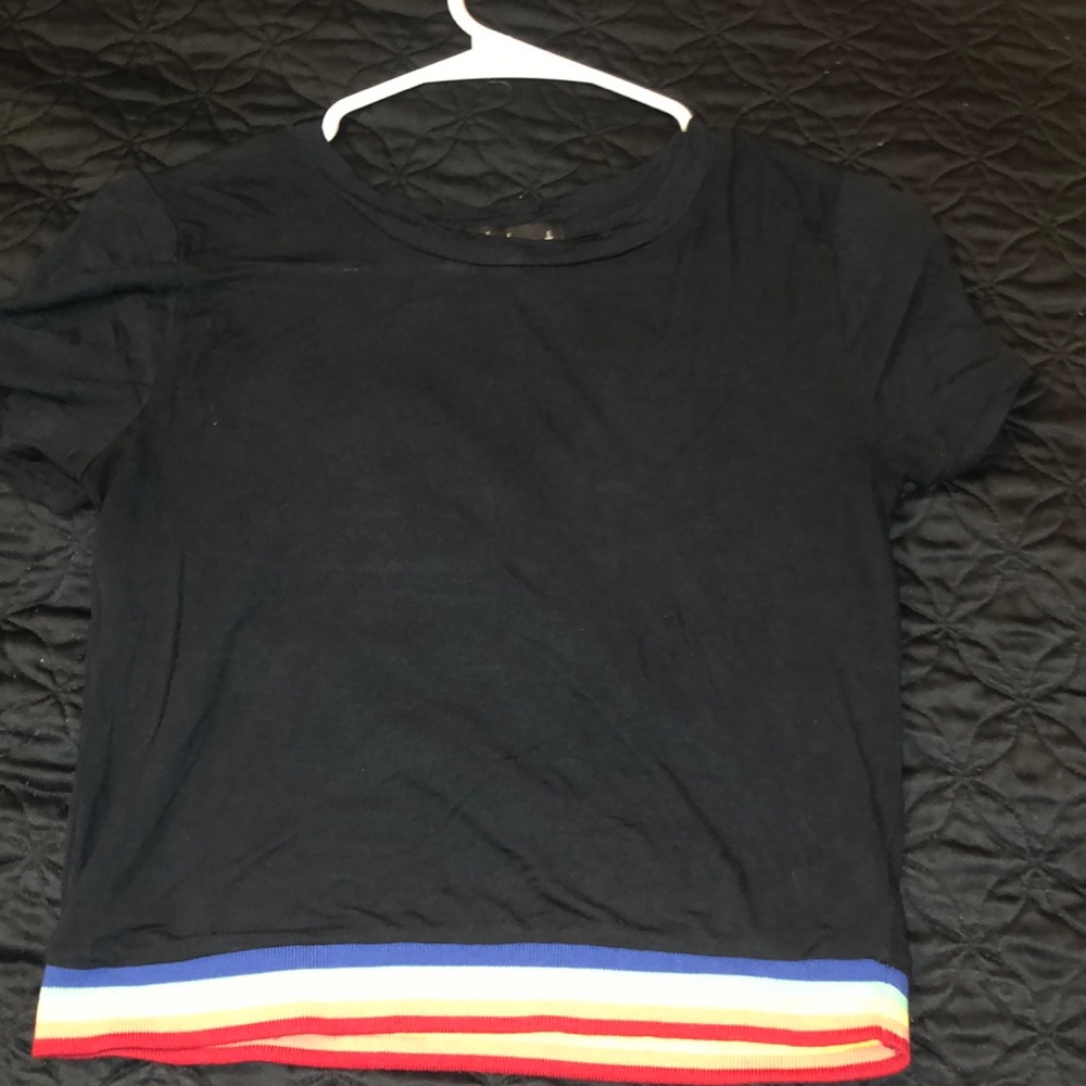 black with rainbow cropped t-shirt